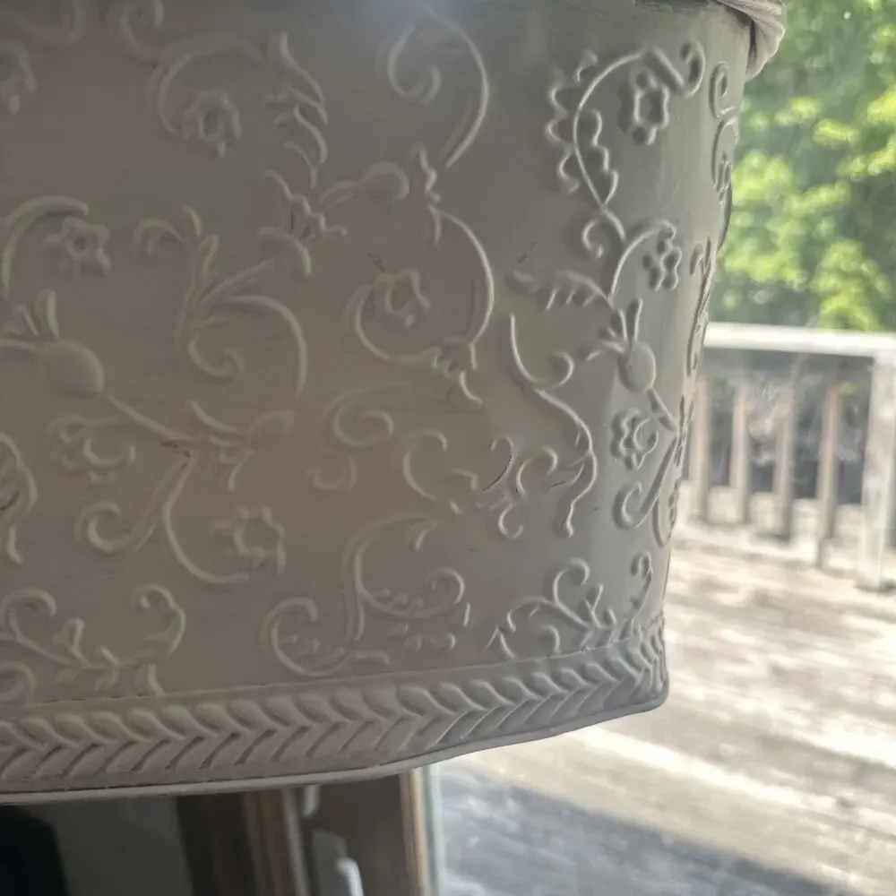 Vintage White Oblong Planter Embossed Made By Elegant Expressions